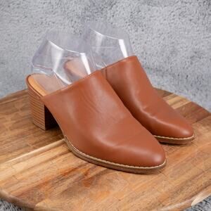 J. Crew Factory Heeled Mules in Warm Sepia Size 6.5 Brown Clog J.Crew